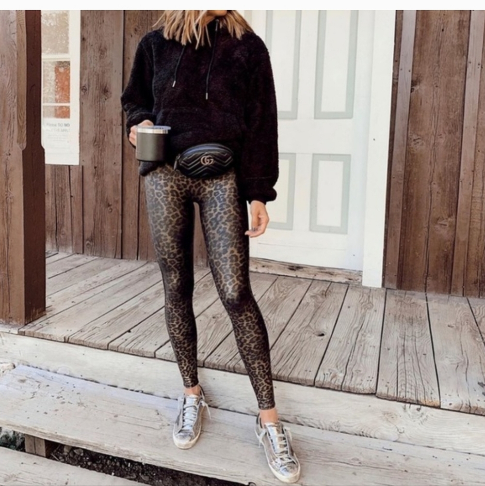 Spanx Leopard Print Faux Leather Leggings